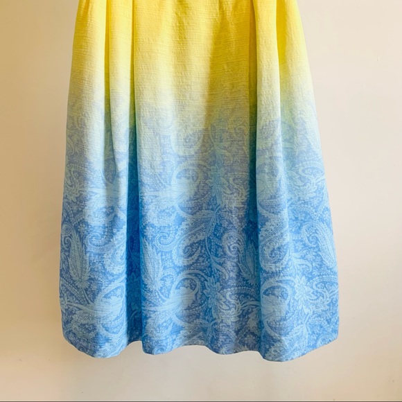 Jonathan Saunders Dress Yellow Blue Waisted Mid-line Length Pockets Size… - Picture 4 of 13